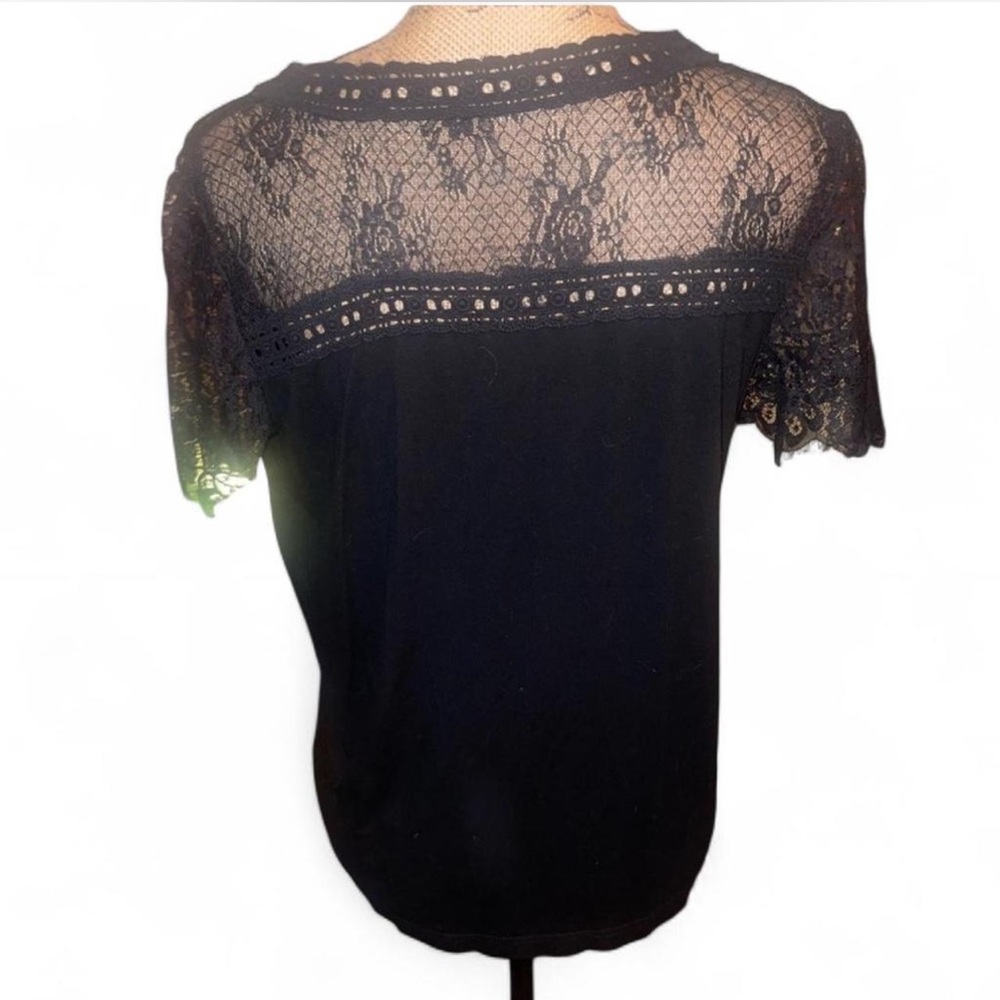 Entro Black Lace Detail Blouse Size Medium - Picture 4 of 7